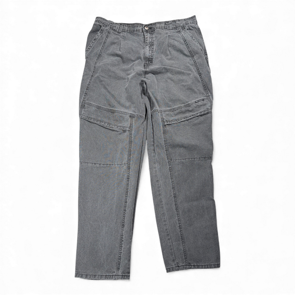 Vintage Brittania Jeans Mens 36x31 Black Denim Charcoal Fade Cargo Utility 90s